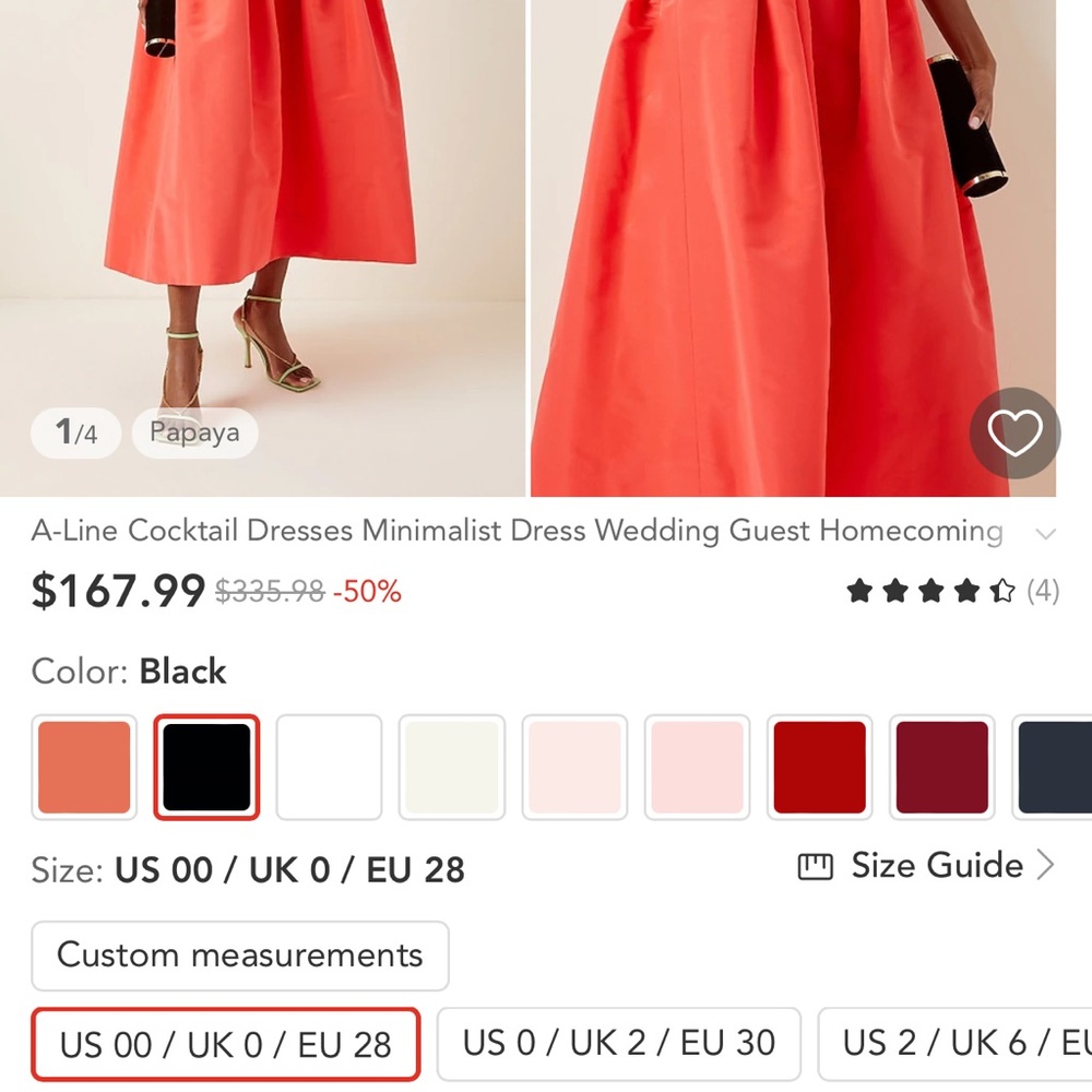 Light in the box. -papaya colored statin dress.  Midi length